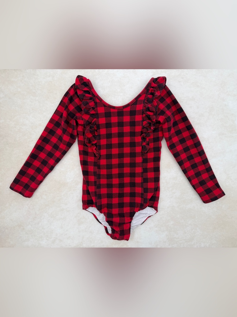 Remie Girl Buffalo Plaid Ruffle Leo